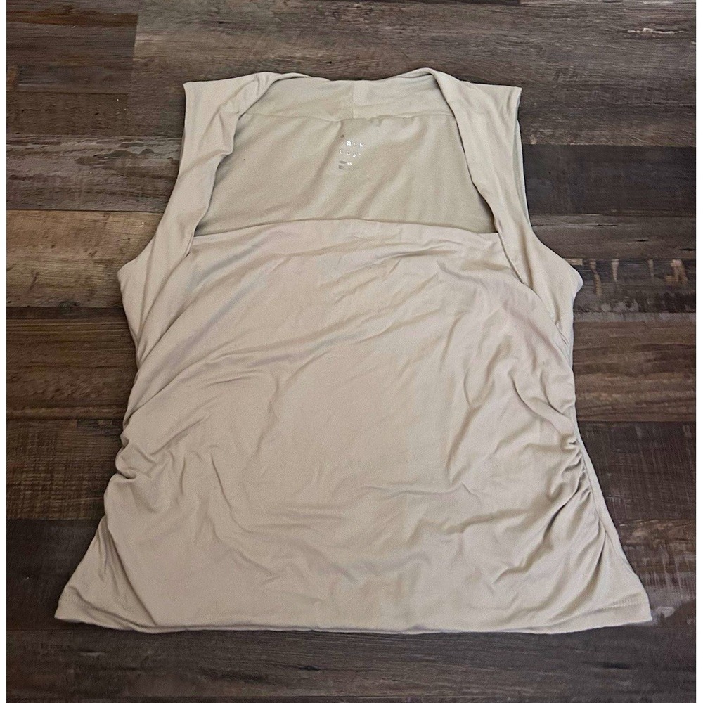 a new day Beige Ruched Knit Stretch Tank Top Sleeveless Women Regular M